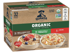 QUAKER Instant Oatmeal, USDA Organic, Non-GMO Project Verified, 3 Flavor Variety Pack, Individual Packets, 32 Count (Pack of 1)